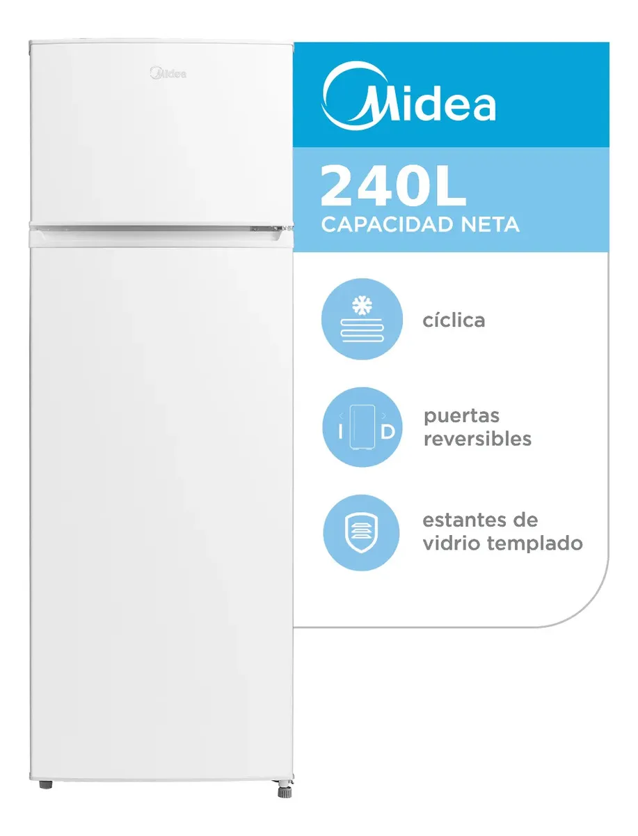 Heladera Midea 240Lts. (MDRT333) Blanca
