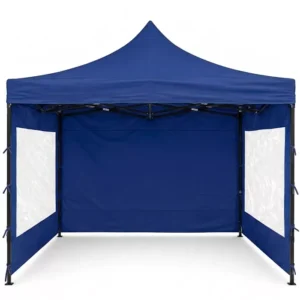 GAZEBO PLEGABLE CON PAREDES 3x3 MT CAÑO ACERO  AZUL