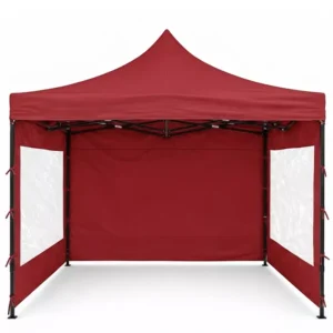 GAZEBO PLEGABLE CON PAREDES 3x3 MT CAÑO ACERO ROJO