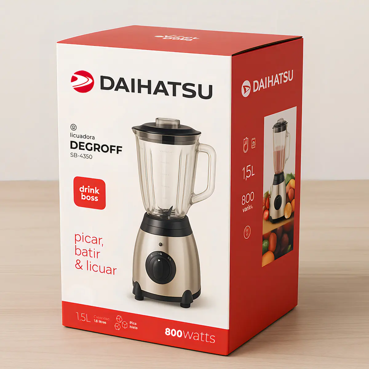 Licuadora Daihatsu 800W 1.5L Jarra Vidrio - Imagen 2