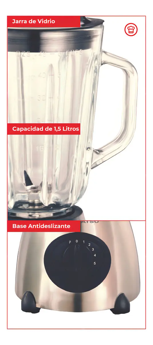 Licuadora Daihatsu 800W 1.5L Jarra Vidrio - Imagen 3