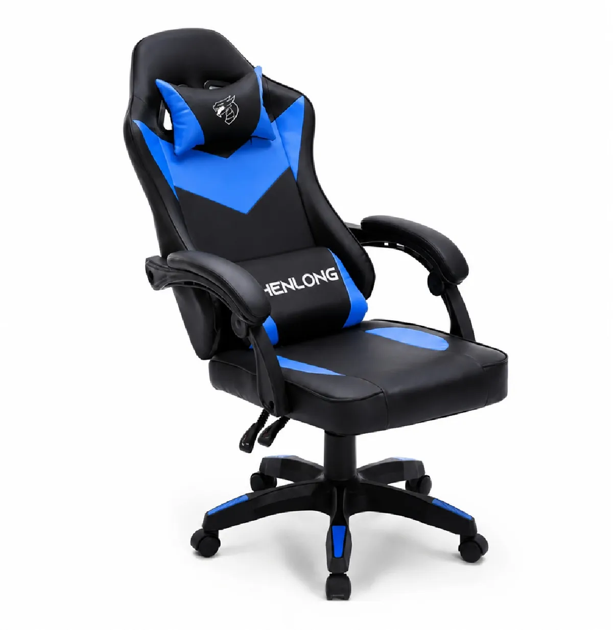 Silla Gamer Shenlong Negra - Reclinable 135° Azul. - Imagen 2