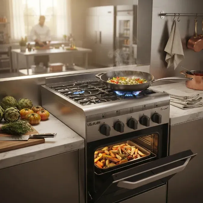 Cocina Industrial Usman 4 Hornallas Acero Inoxidable.
